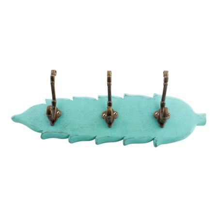 Sea Green Antique Small Wall Wooden Iron Hooks